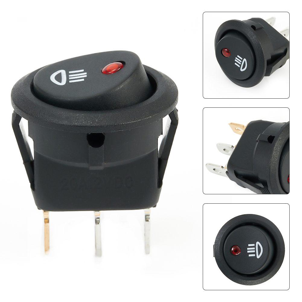5Pcs 12V /20A Round Red LED Fog Light Rocker Switch On Off Button For Car Truck Boat Van Interior Control Panel Accessories Switches4