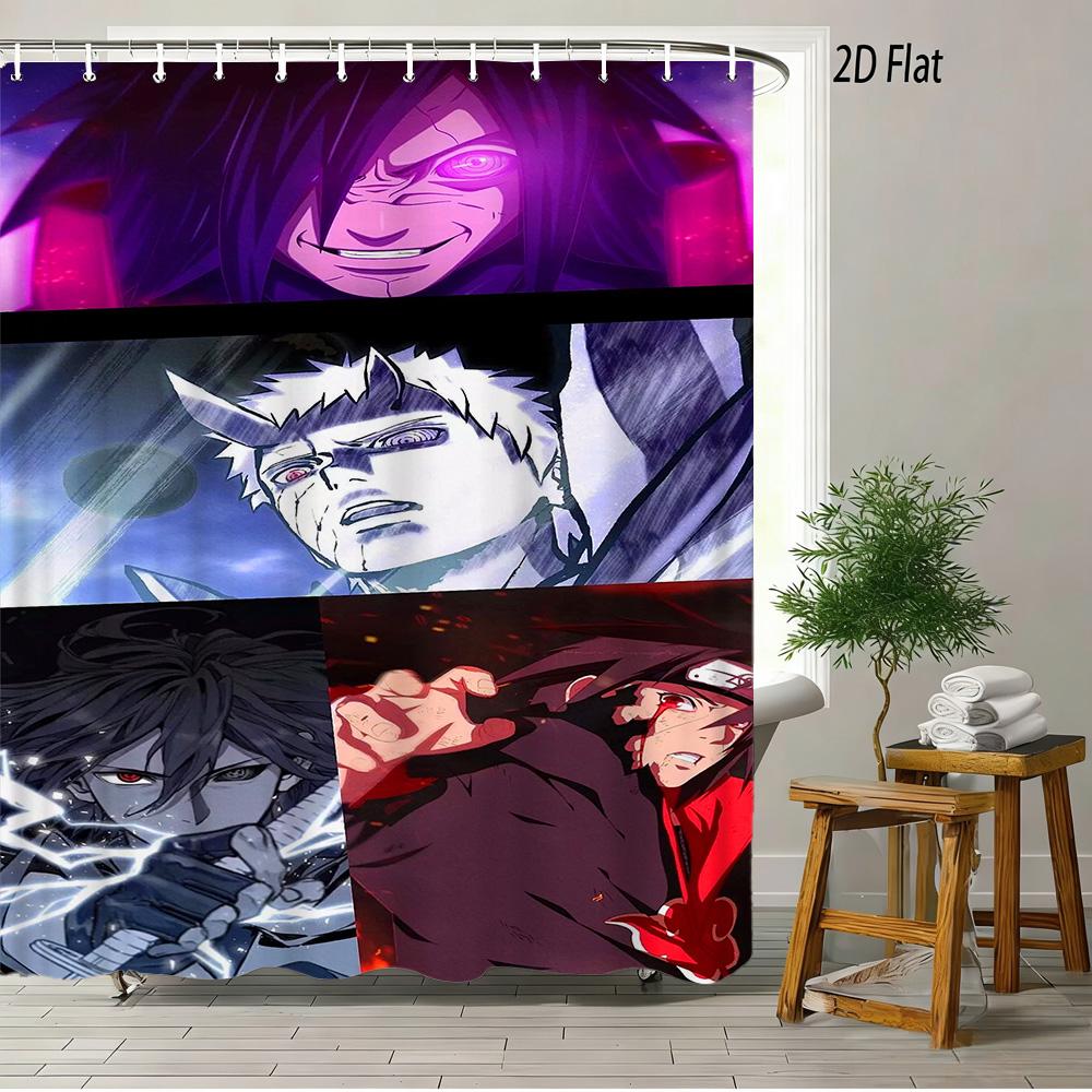 2D Flat Naruto Anime Hinata Hyuga Crying Sketch Print Waterproof Shower Curtain For Bathroom Decor