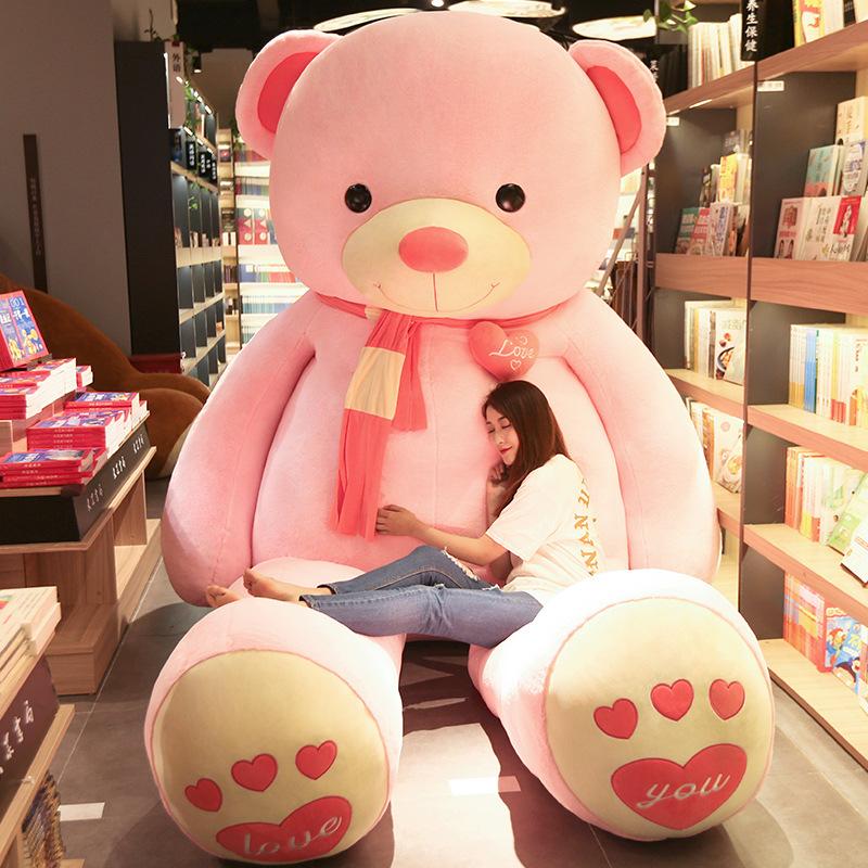 80-200cm Giant Skin Plush Toy Soft Big Animal Love Scarf Bear Empty Cushion Pillow Gifts