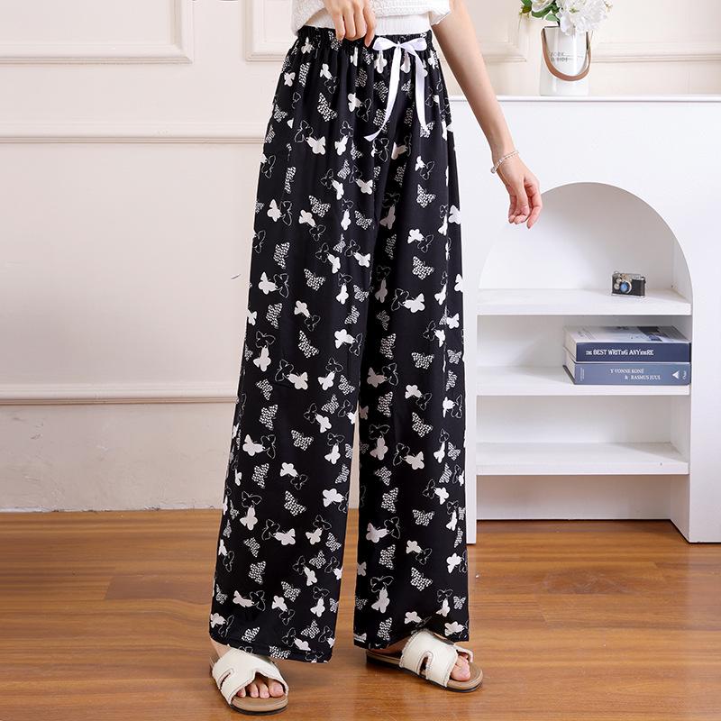 Sommer Damen Eis Seide High-Waist Weite Hosen - Lässig, Locker und Kühl für Zuhause oder Draußen