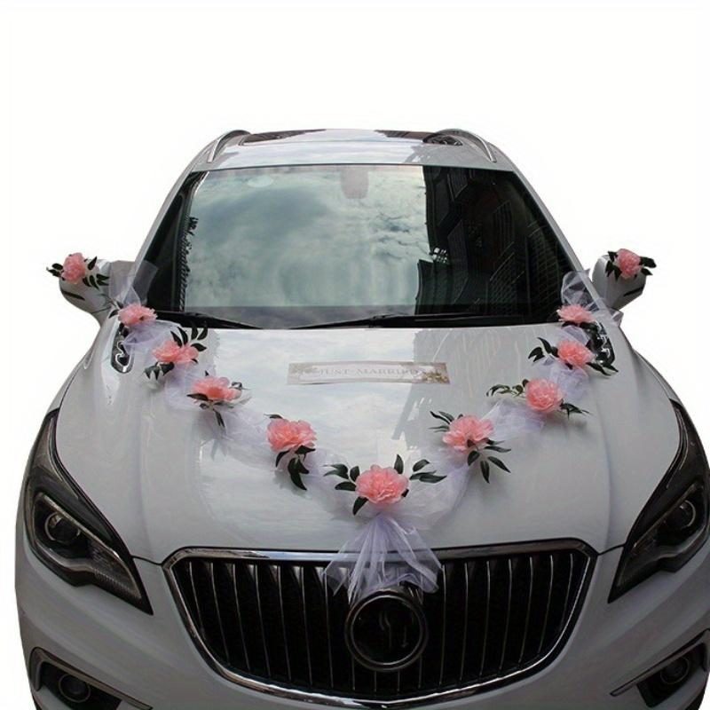 

Свадебный автомобиль Передний цветок Главный набор цветов для автомобиля Цветок для автомобиля Цветочная композиция для команды, тянущей за ленту Набор присосок шампанского
