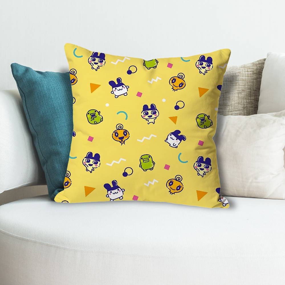 TTamagotchi Cute MMametchi Anime Celebrity Merchandise AllMatch Printed Pillow Case Sofa Car Office Room Decoration Protector