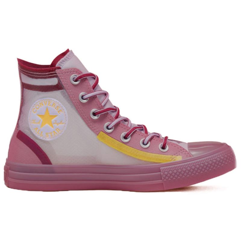 Converse Translucent Mesh Utility Chuck Taylor All Star Retro Pink Jelly High Top Canvas Shoes Women's Red and Yellow