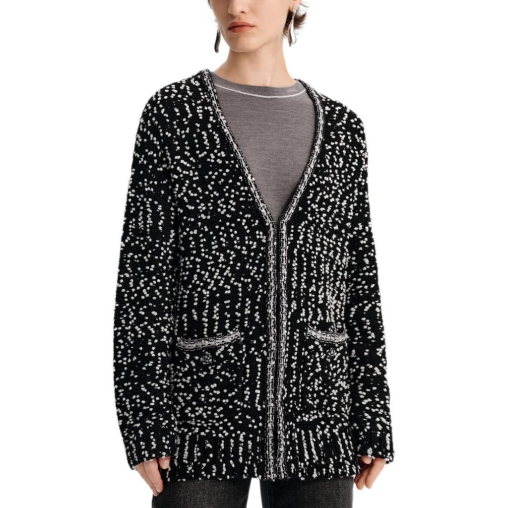 Karl Lagerfeld French Elegant Daily Commuting Dating Outfit Luxurious V-Neck Single-Breasted Long Sleeve Loose Knit Sweater Women Tops K27L2222998