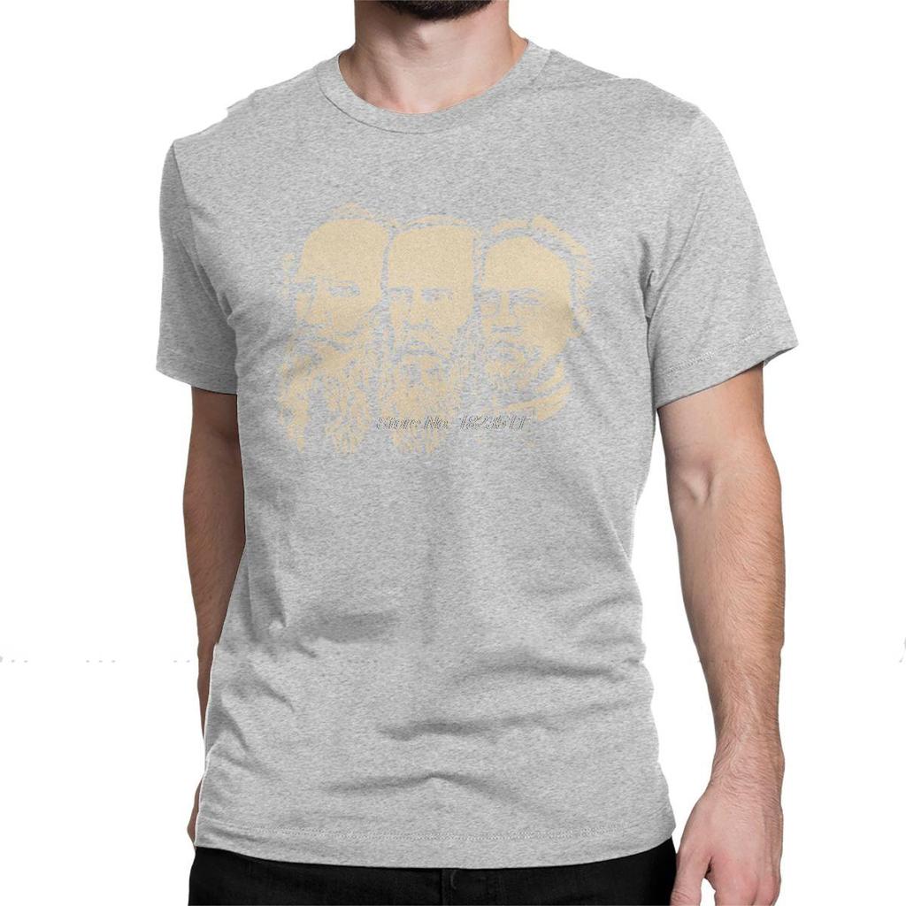 Men TShirt Russian Tolstoy Dostoevsky Chekhov Funny Pure Cotton Tees Short Sleeve Communist T Shirts Harajuku Streetwear