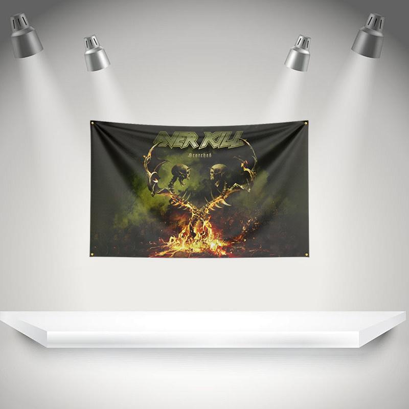 O-overkills Flag Rock Music Band Banner HD Printing Tapestry Exhibition, Music Band Fans, Garage Decor