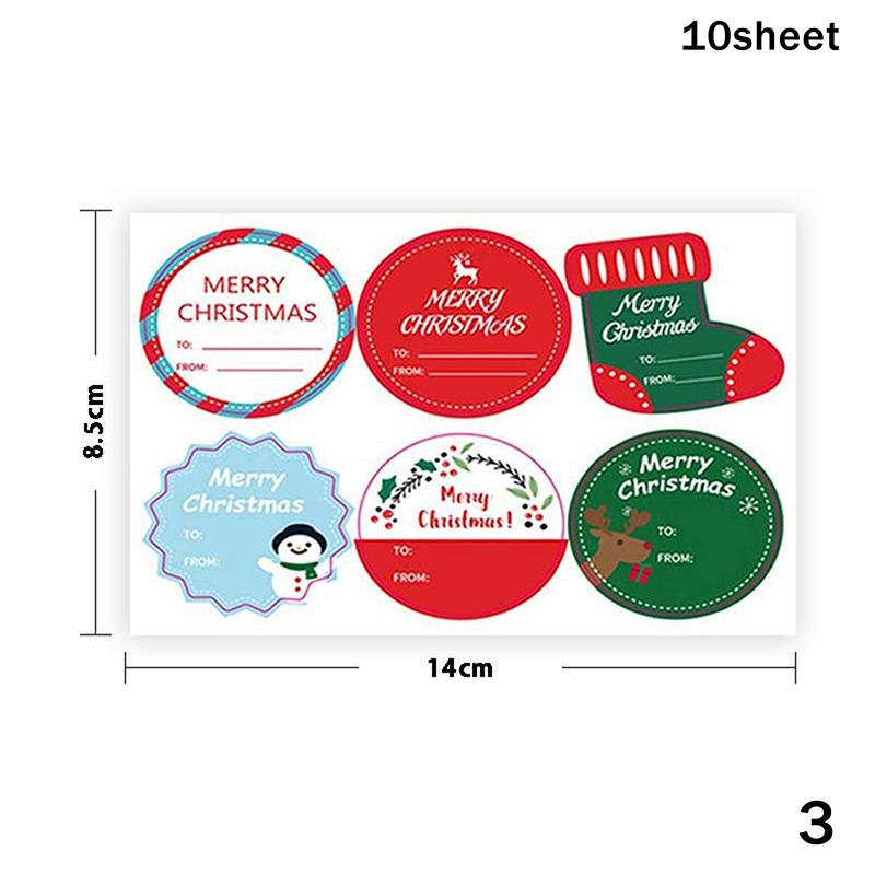 10 Sheets Christmas Tags Multiple Design Gift Sticker Name Tag With Santa Snowman Xmas Tree Reindeer Holiday Decoration Tag