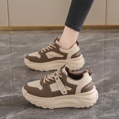 CRLAYDK 2024 Platform Sneakers for Women Walking Comfortable Leather Chunky Shoes Rocker Bottom Ladies Casual Sport Tennis
