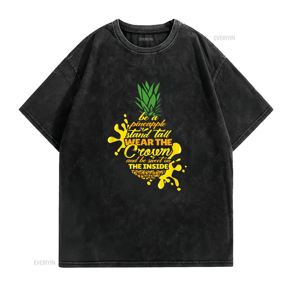 funny gift pineapple T Shirt for men women Black 3X Large vintage Washed fashion Unisex Slightly Breathable designer clothes