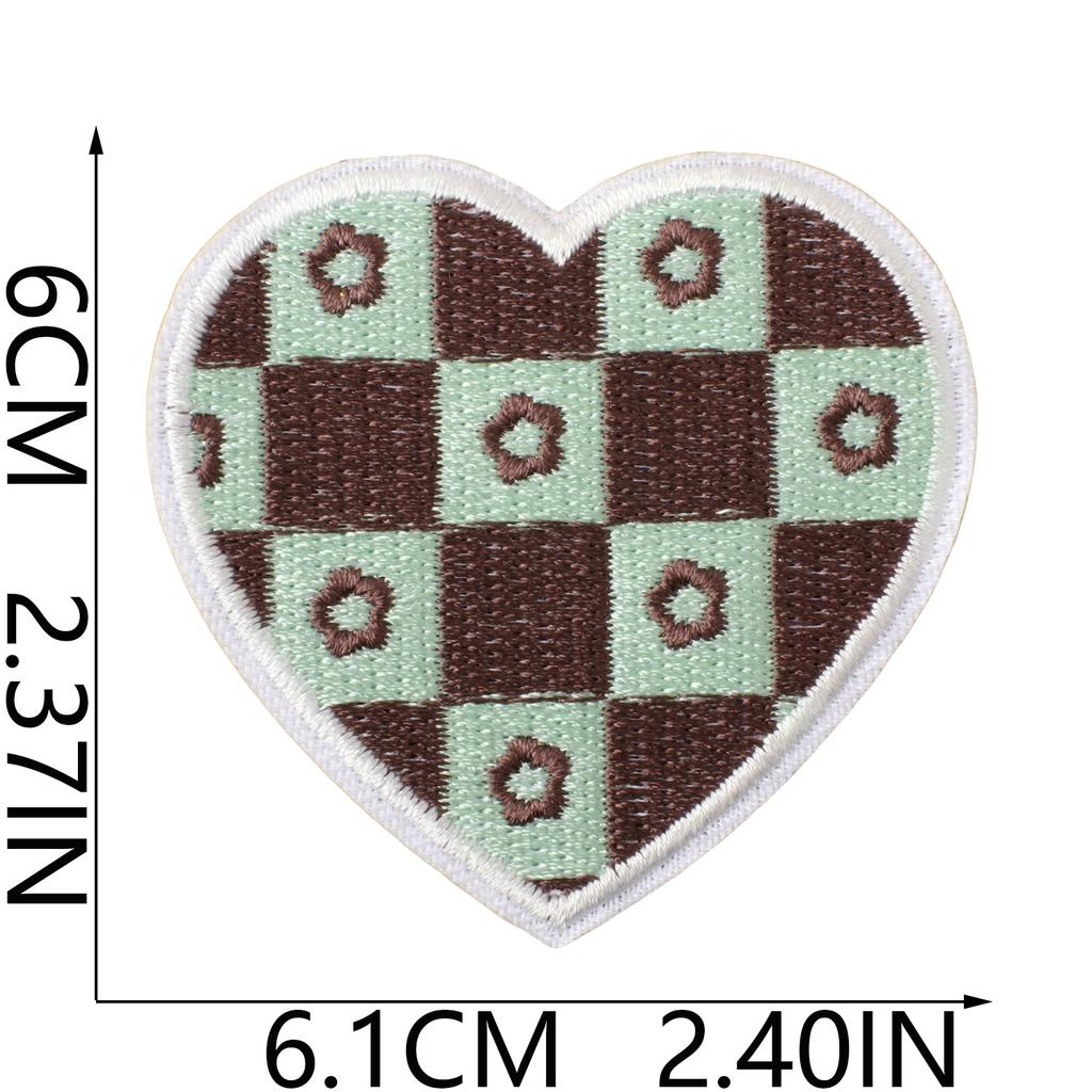 Grid Love Shape Embroidery Cloth Sticker Repair Subsidy Ironing Clothes Hole Patch Bag Shoes And Hats Cute Decorative Sticker