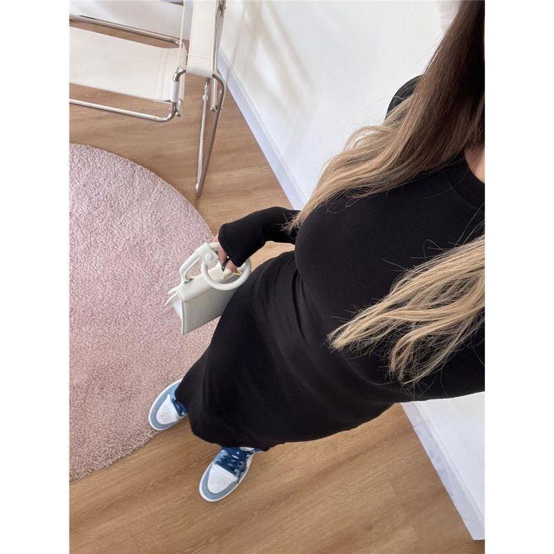 

150.00kg Chubby Girl Fashion Ins Style Show Figure Dress Black L