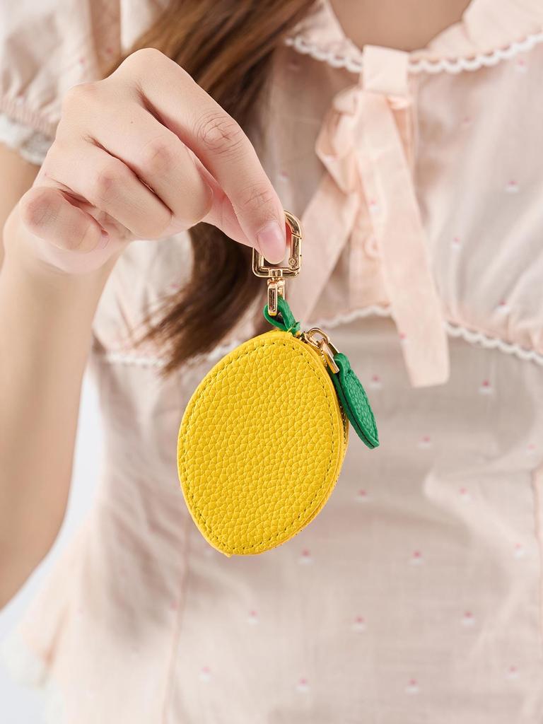 Creative Fruit-Shaped PU Leather Keychain: Cute Lemon Bag Charm for Girls, Exquisite Mini Gift