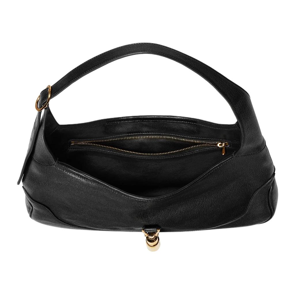 Gucci Jackie 1961 Měkká zrnitá kožená taška přes rameno Střední Dámská Černá 863136-AAGDJ-1000