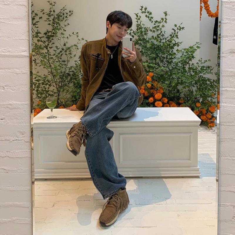 

Ретро красивая короткая куртка мужская осенняя свободная куртка с воротником-стойкой корейский стиль модный топ 2XL коричневый