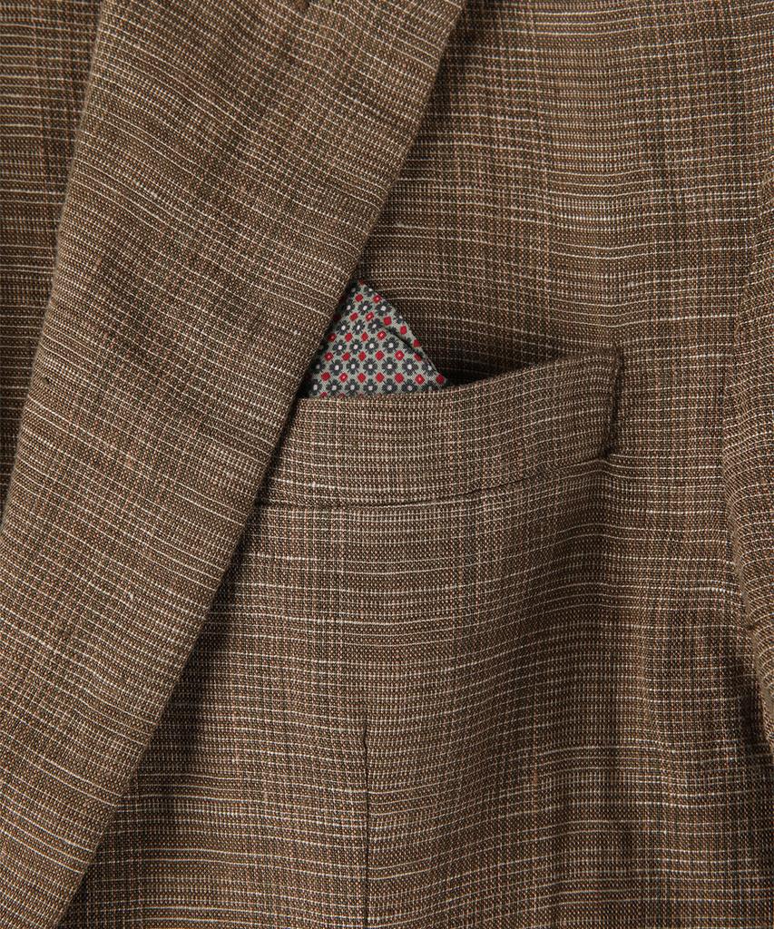 Panicale Brown Linen Classic Check Jacket