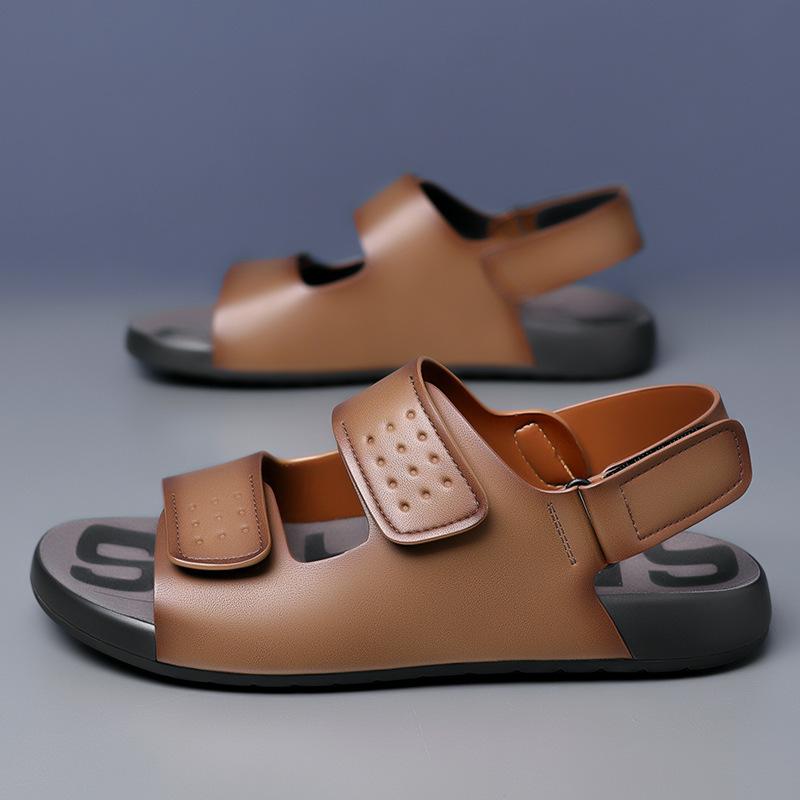 

Кожаные сандалии мужские 2025 лето новая модная обувь на мягкой подошве деловая повседневная обувь мужская обувь микрофибра тапочки мягкая кожа 44