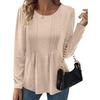 Spring and Autumn Striped Solid Color Round Neck Long Sleeve Casual T-shirt Fashion Women's Top
