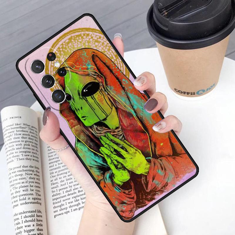 

Aesthetics Cartoon alien phone case Cover For Samsung Galaxy S24 S25 Ultra S21 S22 Ultra S10E Note 10 Plus Note 20 FE S23 Note10 Pro(Plus)