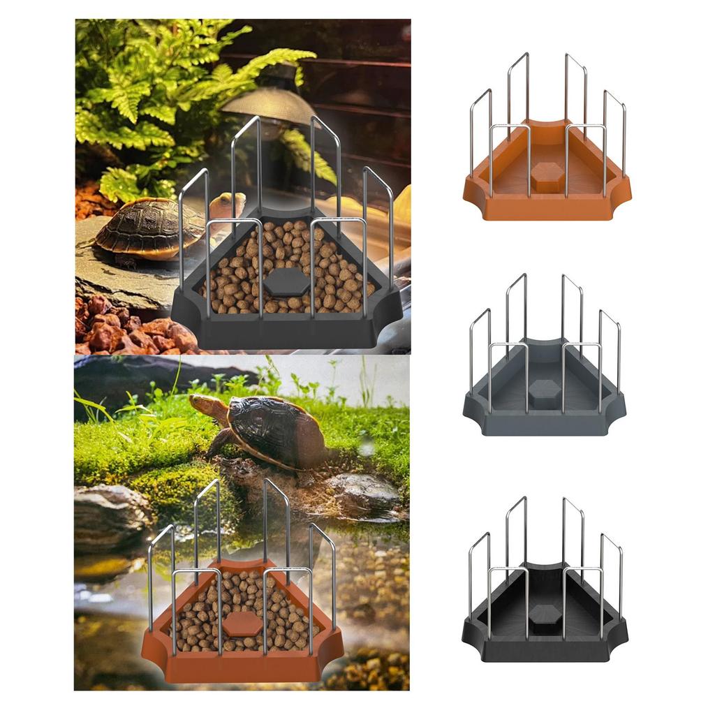 Tortoise Food Plate with Weighted Base Anti Tip Water Dish Plastic Feeder Bowl for Turtle Aquarium and Reptile Habitat