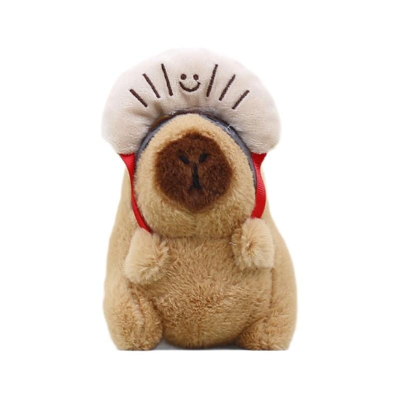 Capybara Cook Plush Pendant Toy Keychain Stuffed Doll Bag Decoration Gift Kids