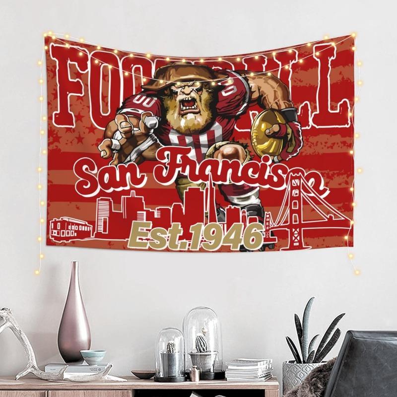 VIKAMA Fan Cave Tapestry with San Francisco 49ers Football Retro Cartoon Mascot for Living Room and Bedroom Wall Decor