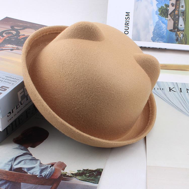Meier Autumn and winter Korean version trend imitation wool styling small round hat, British retro top hat, round hat for men and women
