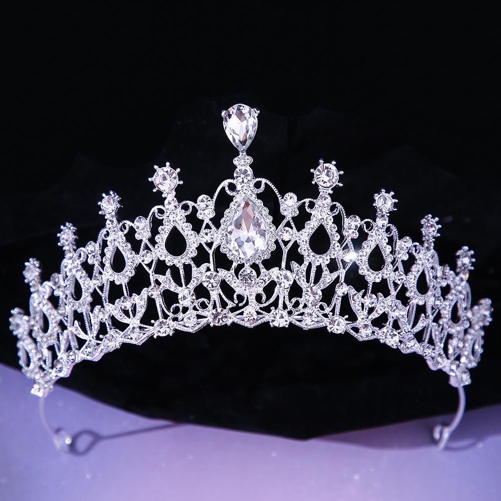 DIEZI Luxury Elegant AB Crystal Crown Hair Accessories Tiara For Women Party Red Purple Rhinestone Bridal Crown New Hair Zircon
