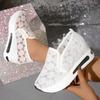 Women Sneakers Fashion Embroidered Platform Sneakers Women Breathable Mesh Sports Shoes Woman Thick Sole Slip On Casual Shoes