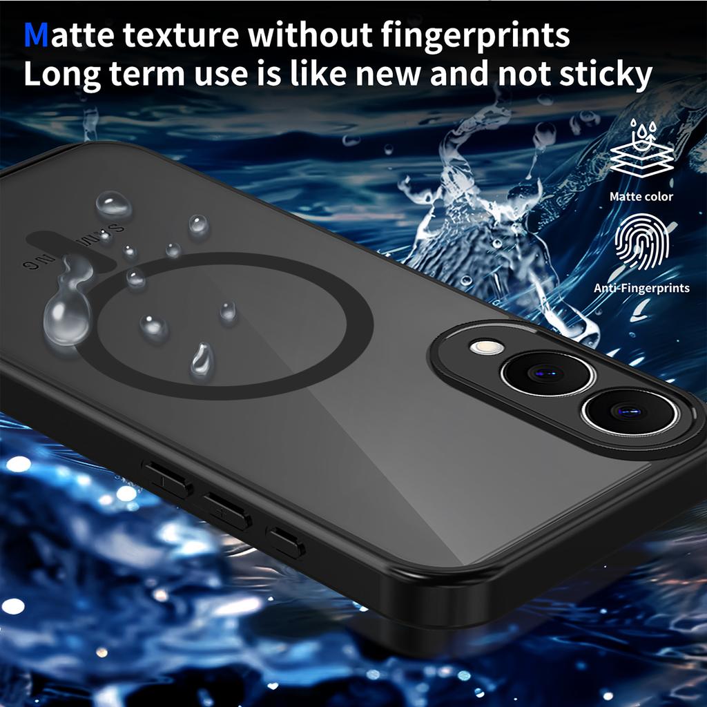 For Samsung Galaxy S25 Edge Magnetic Case Skin Touch Matte Translucent PC + TPU Anti-Drop Phone Cover