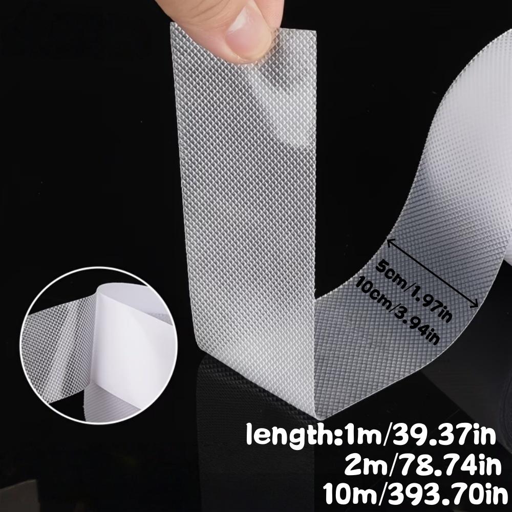 1Roll Anti-Slip Tape, Self-Adhesive Wear-Resistant Non-Skid Transparent Silicone Pad, Grid Pattern Waterproof Anti-Slip Grip