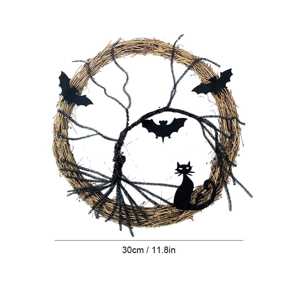 Halloween Wreath Battery Operated LED Purple Light Wreath with  Rope Halloween Hanging Decor Best Gifts for Front Door