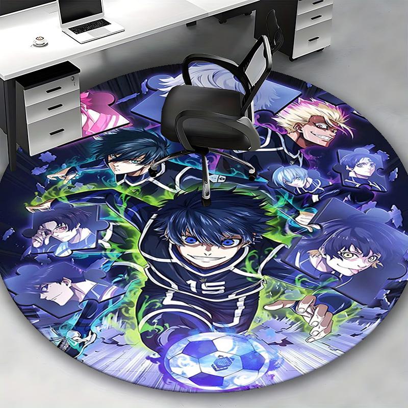 1 Stück Runder Teppich - Kuroko's Basketball Charaktere, Bürostuhlmatte, Rutschfester Teppich für Heimdekoration, Saisonales Geschenk, Geeignet für Büro, Wohnzimmer
