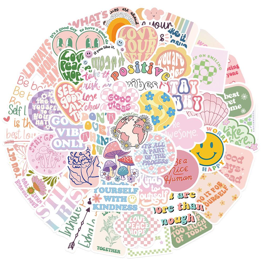 50 Inspirational Sentences Danish Pink Stickers Decorate Suitcase Notebook Waterproof Guitar Not To Be Repeated