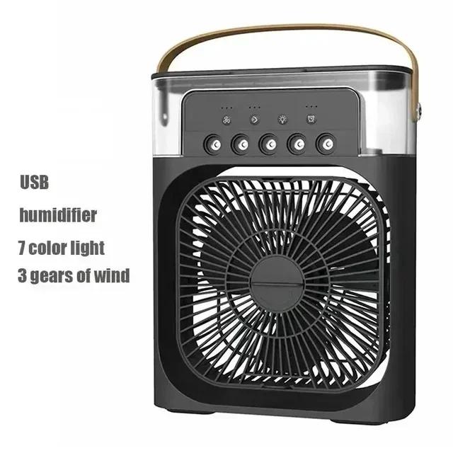 USB Charging 3 In 1 Spray Fan Mini Air Cooler with Humidifier Mist 3 Speeds Portable 600ML Tank Cooling Fan for Home/Travel
