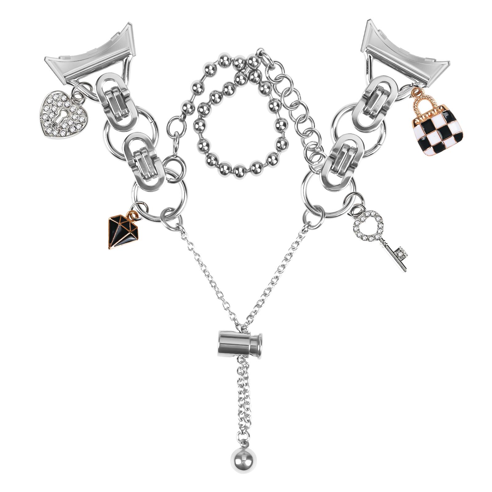 

Срібний металевий ремінець із подвійним ланцюгом для Google Pixel Watch 3 41 мм/Watch 2/Watch із регульованим шнурком