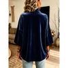 Women Velvet Top V Neck Long Sleeve Loose Fit Soft Fabric