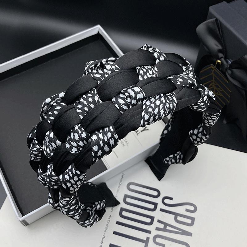 Temperament Fashion Color Block Woven Hair Clip & Headband Set - Women's Wide Edge Hair Tie & Face Wash Headwear