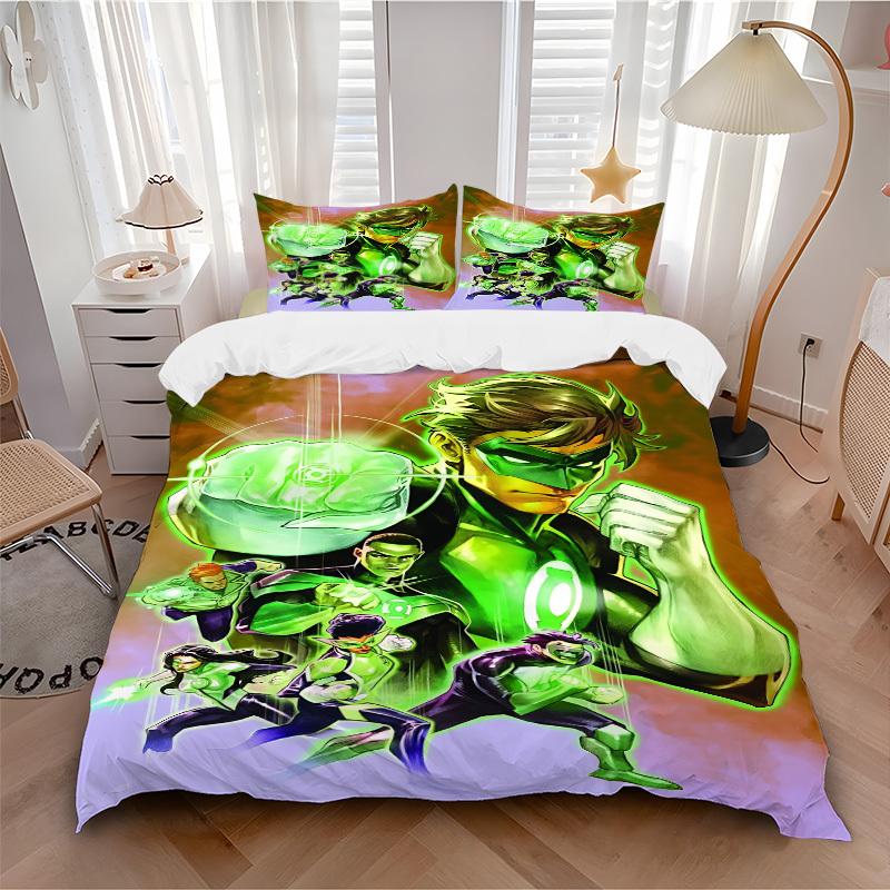 3pcs Green Lantern Corps Cover Set,Soft Comfortable Duvet Cover,Guest Room (1*Duvet Cover + 2*Pillowcases, Without Core) yy251024045