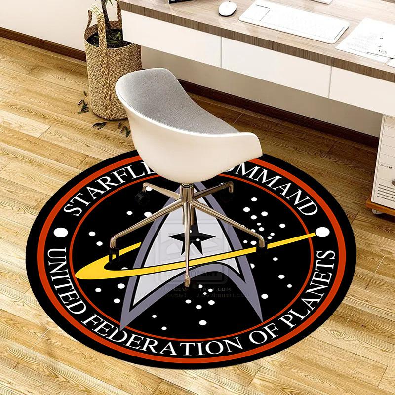 1pz Tappeto Rotondo Logo Comando Flotta Stellare, Realizzato in Poliestere, Perfetto per Decorare Sedie da Ufficio, Soggiorni, Tappeto Decorativo Vivace