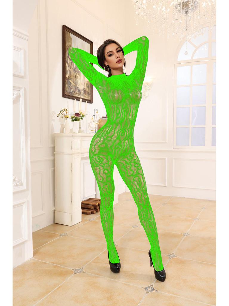 Přeshraniční Sexy žakárové síťované body s dlouhými rukávy s výřezy