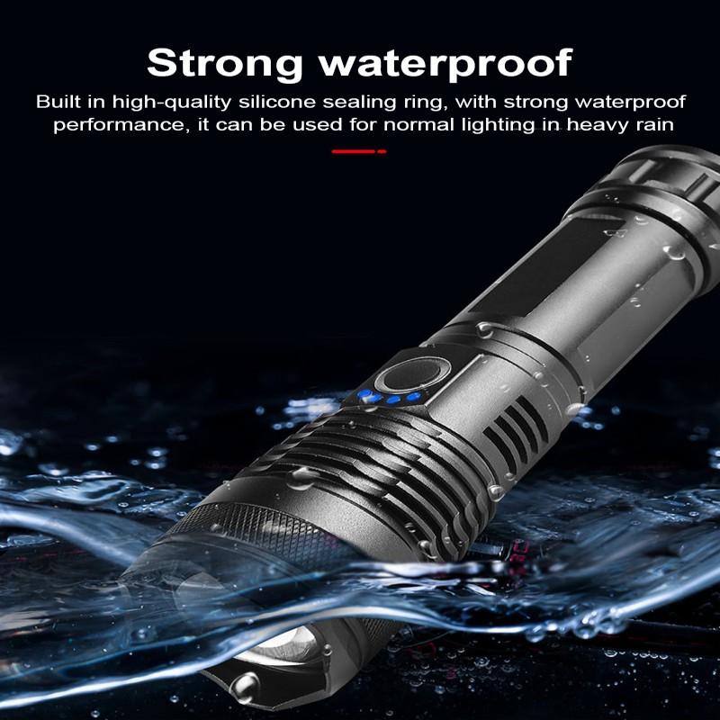 New High-power LED Flashlight USB Rechargeable Portable Scalable Waterproof Strong Light Flashlight Outdoor Portable Carrying