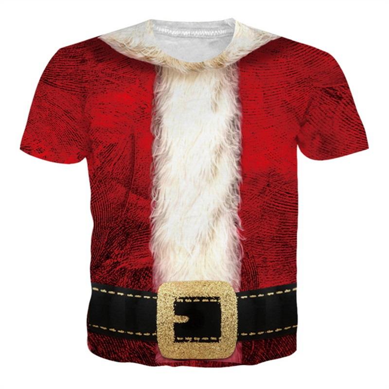 Funny Christmas T-Shirt for Men 3D Muscle Print Short Sleeve O-Neck Streetwear Male Oversized Casual Party Clothing