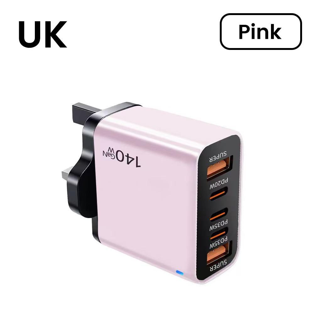 140W GaN Multi-Port Charger: Type-C Plug Adapter with US/EU/UK Standard, PD Fast Charging