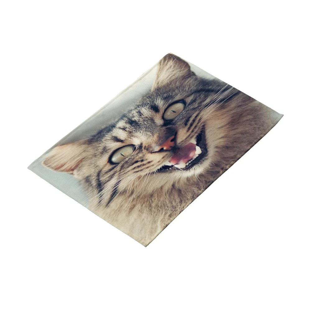 Tryckt Söt Kattansikte Bordstablett Halkfri Värmetålig Tvättbar Köksbord Tallrik Skål Underlägg Barnens Duk