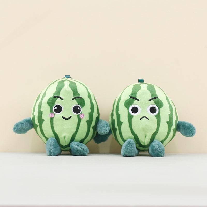 Watermelon Plush Doll Key Chain With Smile And Frown For Bag Decoration And Gifts