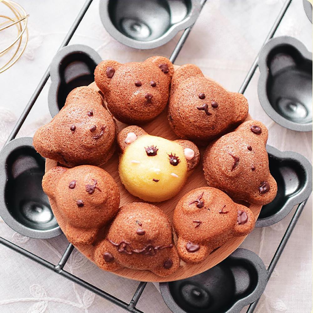 8 Mulden Bär Backform Madeleine Backform Cartoon Tierform Muffin Kuchen Home DIY Backform Kohlenstoffstahl Dekorationswerkzeug