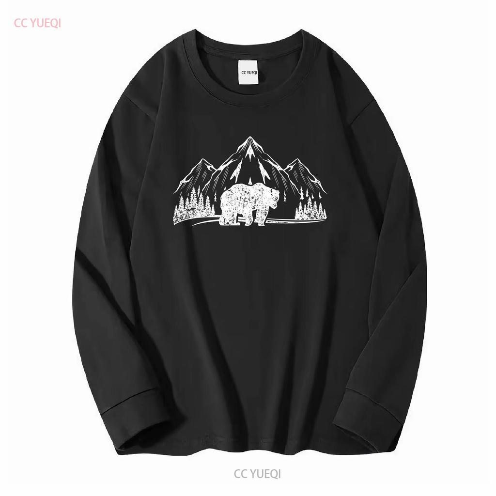 Outdoor Mountain Nature Trees Wildlife Forest Animal Bear T Shirt long or short sleeves vintage Washed Unisex Comfortable Soft