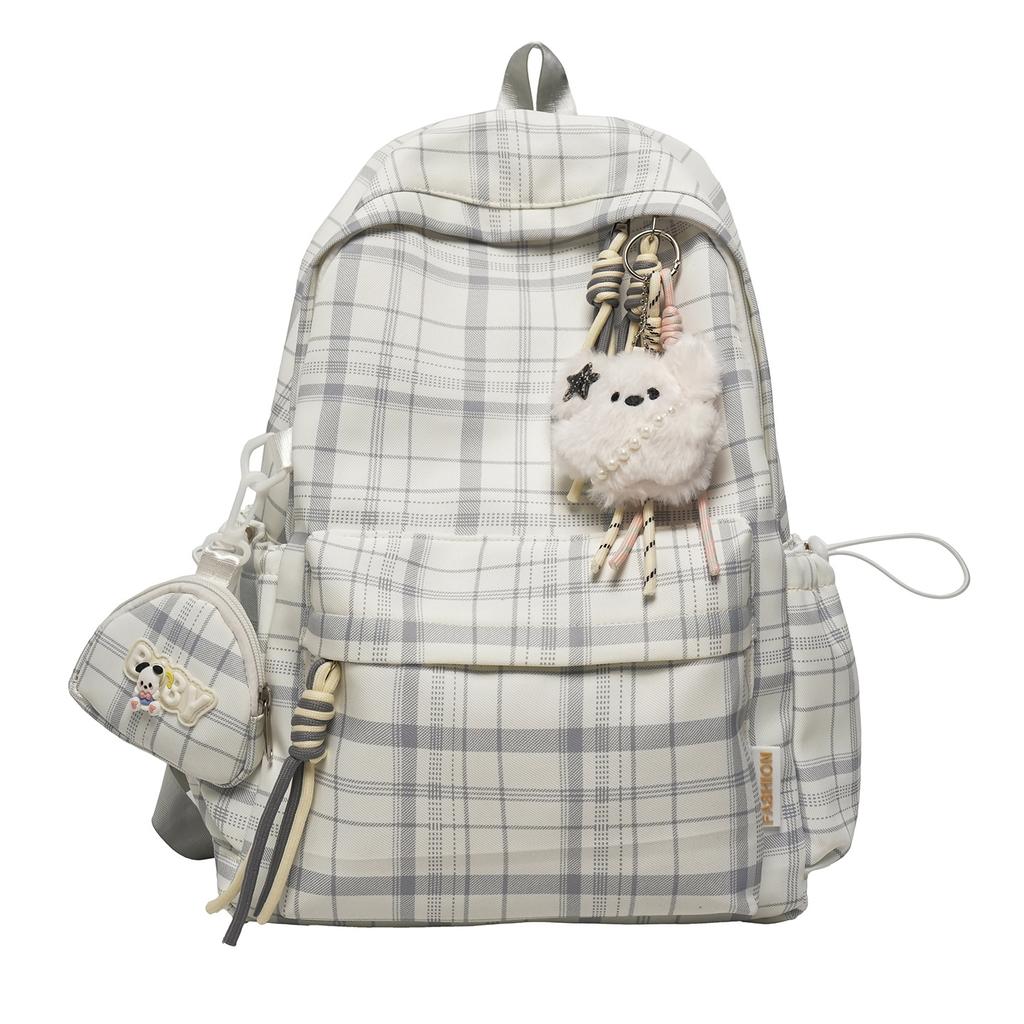 Schoolbag New Schoolbag Women's Summer Plaid Retro Literary Ins Style Niche Design Versatile Simple Large Capacity Backpack