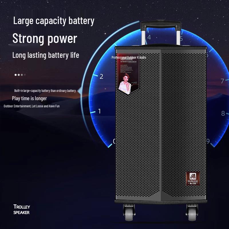 MALONE Portable Trolley Karaoke Bluetooth Speaker with Dual Microphones (CN version)