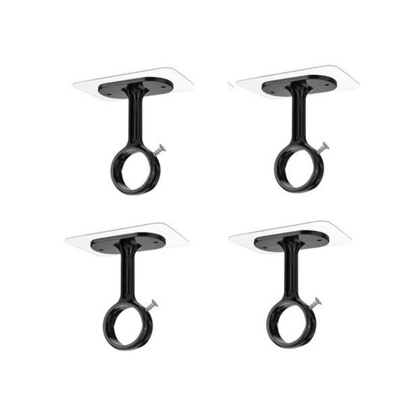 2/4Pcs Heavy-Adhesive Ceiling Curtain Rod Brackets - No Drilling Installation, Adjustable Height, 1.2Inch Diameter Rod Holders